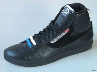 New Diesel Dragon Hi Top Black Leather Sneakers Athletic Shoes
