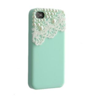 Green Cute Pearl Lace Ice Cream Hard Back Case Cover for iPhone 4 4S