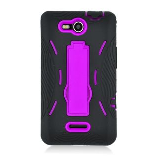 LG Lucid 4G VS840 Verizon Hybrid Hard Case Skin Cover Purple Black