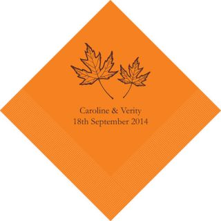 100 Fall Leaf Personalized Wedding Luncheon Napkins