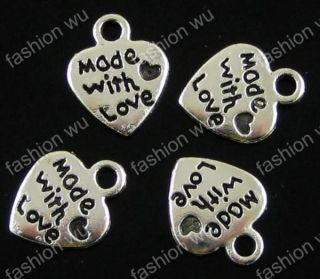 Lot 200 Pcs Beautiful “Made with Love ”Heart CHARMS1