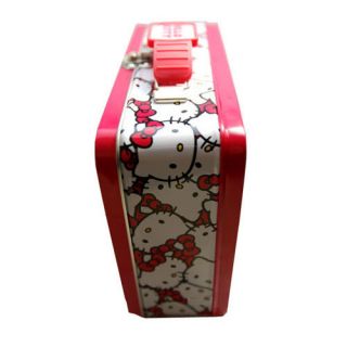 Hello Kitty Storage Tin Metal Tote Lunch Box Bag by Sanrio New