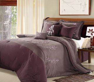 Piece Luxury Comforter Bedding Set PF Purple Plum Queen Size