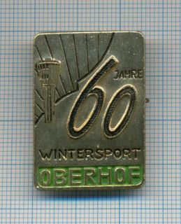 Rare Oberhof Commemorative Pin Badge DDR Bobsled and Luge Venue 1960s