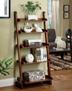 Lugo Antique Oak Solid Wood Ladder 5 Shelf Stand, Bookcase, Storage