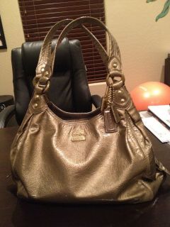 Coach Gold Madison Patent Leather Maggie Handbag