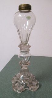 Antique EAPG Sandwich Glass Whale Oil Pedestal Glass Lamp Lantern