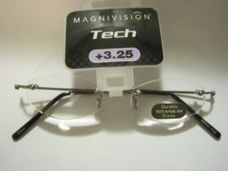 Magnivision Tech Titanium Reading Glasses 3 25 Rimless