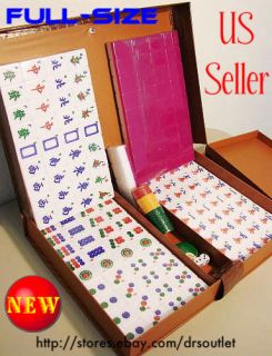 New Full Size Mahjong Set Heavy Tiles w Eng Menu Purple