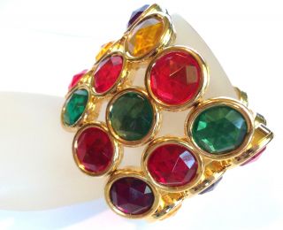 Chunky Huge Multi Colors Thermoset Lucite Stretch Statement Bracelet