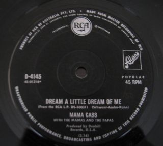 Mama Cass Dream A Little Dream of Me Orig oz 7 Record