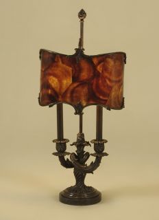 Maitland Smith Dark Bronze Finished Brass Candelabra Lamp, Penshell