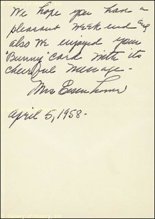 Mamie Eisenhower Autograph Letter Signed 04 05 1958