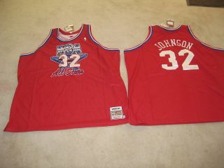 AUTHENTIC Magic Johnson 1990 91 M N NBA Red West All Star Jersey 64