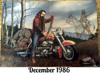 David Mann Centerfold Poster Easy Rider December 1986 Biker Art