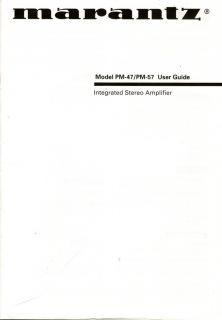 Marantz Original PM 47 57 Amplifier Owners Manual