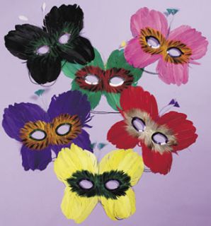 Mardi Gras Feather Butterfly Shaped Masks Lot of 12