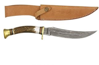 Marbles Knives Damascus Big Buffalo Skinner Knife Stag Handle MR522