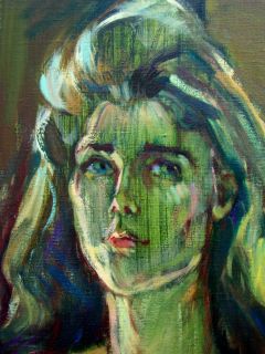 Marianna Edna Volz Oil Painting Original Art 60s Woman Blue Eyed