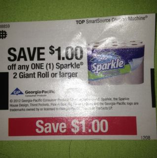 20 Coupon $1 1 Sparkle Paper Towel 2 Giant Roll Pack or Larger