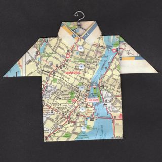 Origami Map Shirt Montreal Olympic Park St Lawrence River