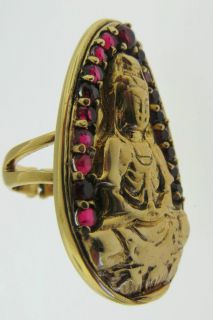 Sajen Bronze by Marianna and Richard Jacobs Berry Quartz Quan Yin Ring