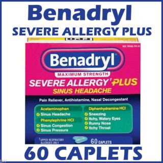 Benadryl Severe Allergy Plus Sinus Headache 60 Caplets