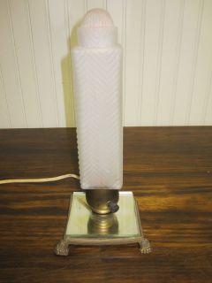 Vintage Boudoir Lamp Frosted Glass Bullet Phallic Shade Retro Art Deco