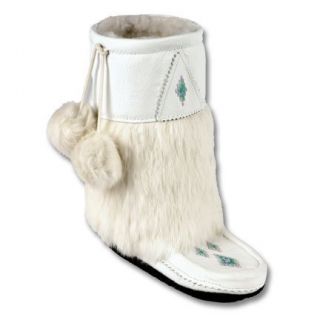 Manitobah Mukluks Mid Classic White Nappa Leather Mukluk with Crepe