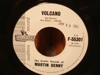 45 Martin Denny Volcano 1961 White Label Promo Liberty 55301 VG NM
