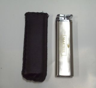 Martell Cognac Brushed Stainless Steel Butane Lighter with Leather