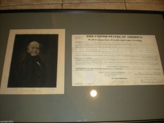 Martin Van Buren autograph signed Land certificate w seal print