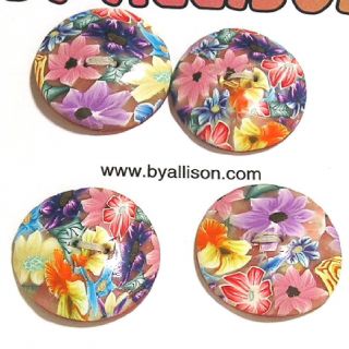 Marys Garden 1 3 8 Polymer Clay Buttons by Allison Create Special