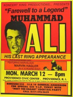 Ali Advertisement Lithograph Last Fight vs Marvin Hagler RARE
