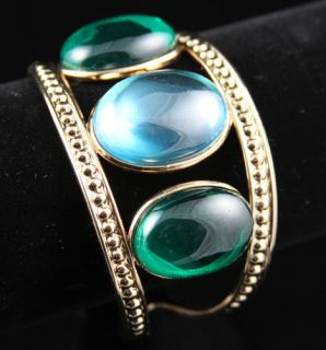 TEMPLE ST CLAIR BIG GT BANGLE HUGE BLUE GREEN CABOCHONS New NR FREE S