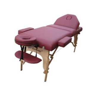 Reiki Burgundy 77L 3 Pad Portable Massage Table Bed