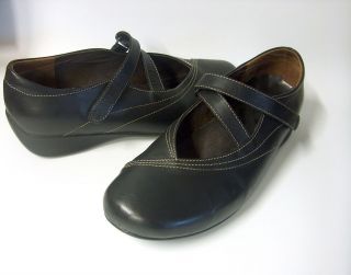 Wolky 40 Black Leather Shoes Velcro Mary Jane Straps US 8 M 301