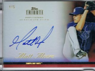 MATT MOORE 2012 TOPPS TRIBUTE ON CARD AUTO AUTOGRAPH RED REFRACTOR REF