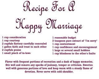 Recipe for A Happy Marriage Cooking Apron