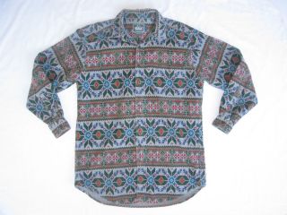 Mens Woolrich Indian Print Flannel Cotton Button Front Shirt USA Made