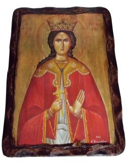 Saint Barbara The Great Martyr Orthodox Icon on Wood Handmade Greece