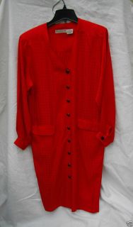 Liz Claiborne Vintage Red Silk Shirt Dress Womans 10 Vintage Retro 80s