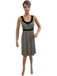 Max Studio Sleeveless Knee Length Dress Black Striped Stretchable