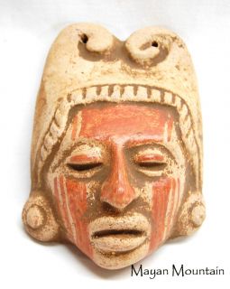 Mayan Face Ceramic Clay Mask El Salvador Maya Pottery 011