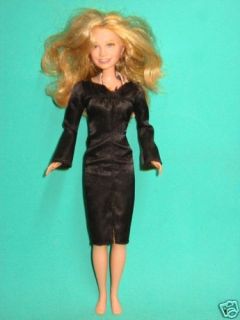 Mary Kate Olsen in Black Satin Dress Loose