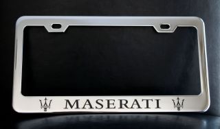 Maserati License Plate Frame Custom Made of Chrome