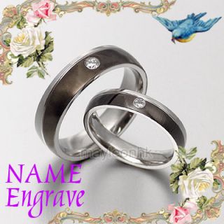 Black Diamonds Matching Wedding Engagement Bands Titanium Couple Ring