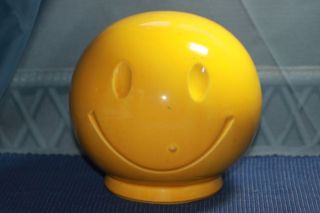 Vintage McCoy Pottery Smiley Face Yellow Still Coin Piggy Bank with