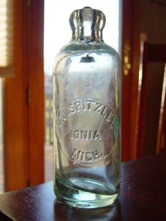 1880s Spitzley Ionia Michigan MI Hutch Soda Pop Bottle