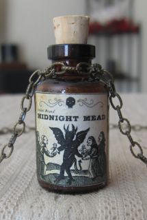 MIDNIGHT MEAD Potion Bottle NECKLACE Pendant Apothecary Vial Witch